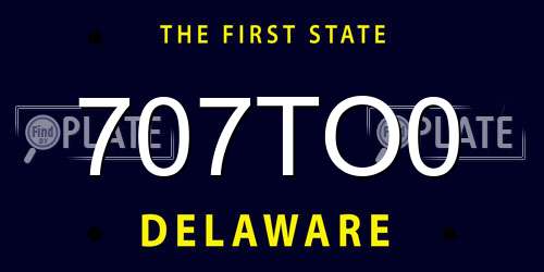 707TO0 Delaware License Plate