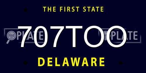 707TOO Delaware License Plate