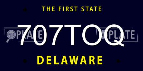 707TOQ Delaware License Plate