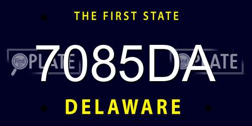 7085DA Delaware License Plate