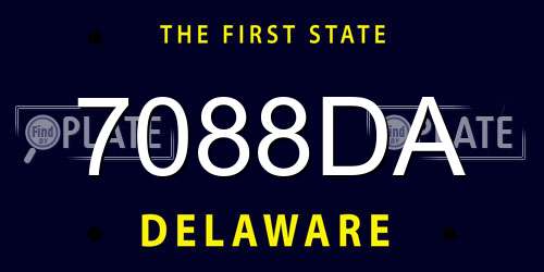 7088DA Delaware License Plate