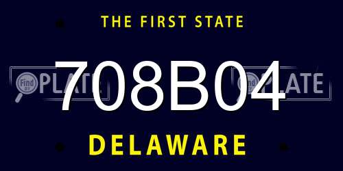 708B04 Delaware License Plate
