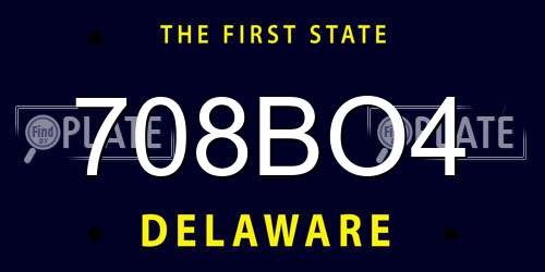 708BO4 Delaware License Plate