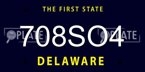 708SO4 Delaware License Plate