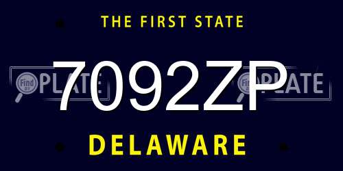 7092ZP Delaware License Plate