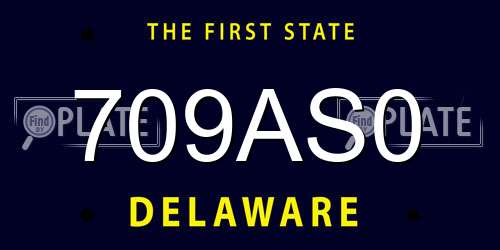 709AS0 Delaware License Plate
