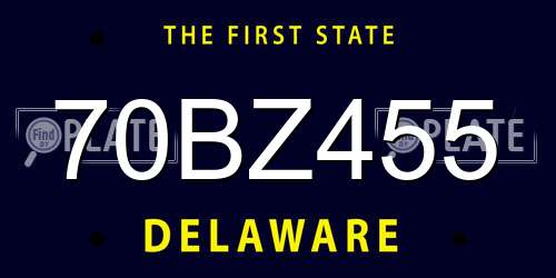 70BZ455 Delaware License Plate