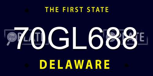 70GL688 Delaware License Plate