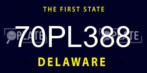 70PL388 Delaware License Plate