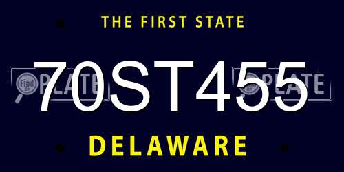 70ST455 Delaware License Plate