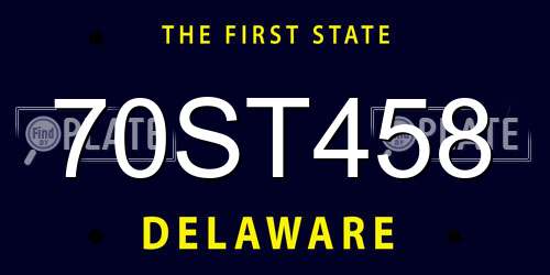 70ST458 Delaware License Plate