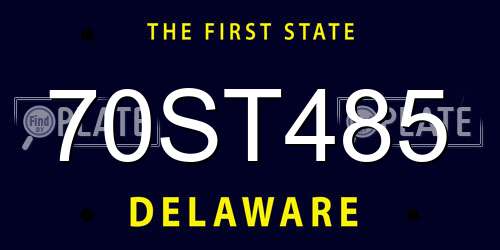 70ST485 Delaware License Plate