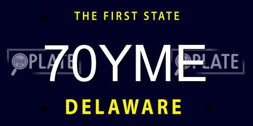 70YME Delaware License Plate