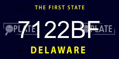 7122BF Delaware License Plate
