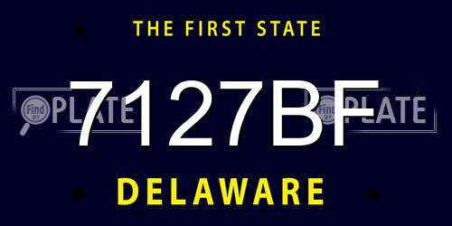7127BF Delaware License Plate