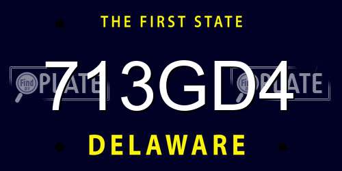 713GD4 Delaware License Plate