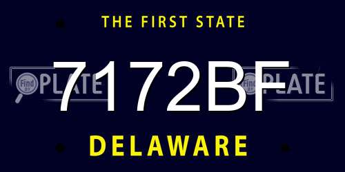 7172BF Delaware License Plate