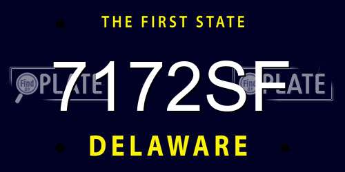 7172SF Delaware License Plate