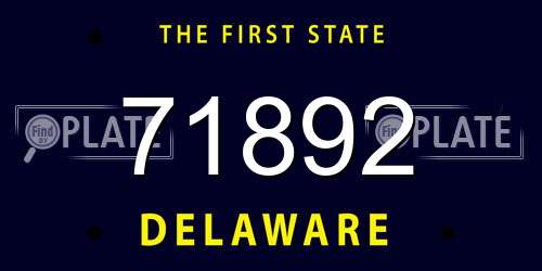 71892 Delaware License Plate
