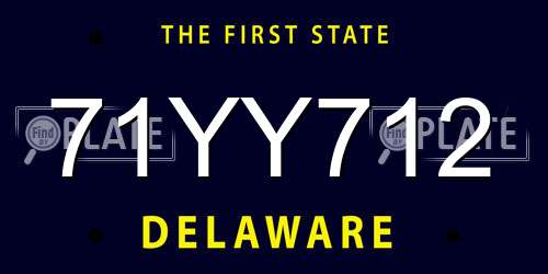 71YY712 Delaware License Plate