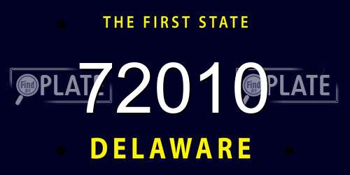 72010 Delaware License Plate