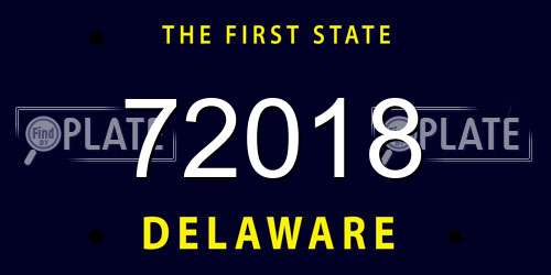 72018 Delaware License Plate