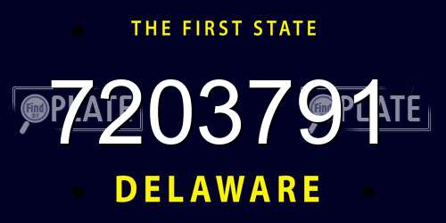 7203791 Delaware License Plate