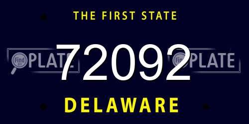 72092 Delaware License Plate