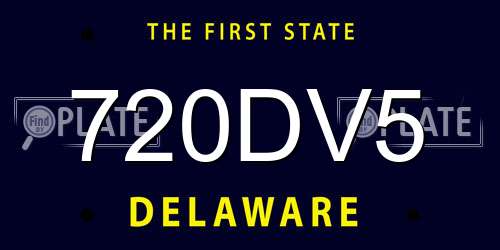 720DV5 Delaware License Plate