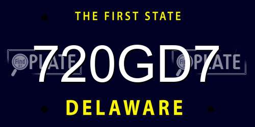 720GD7 Delaware License Plate
