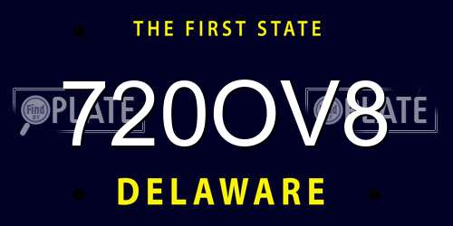720OV8 Delaware License Plate