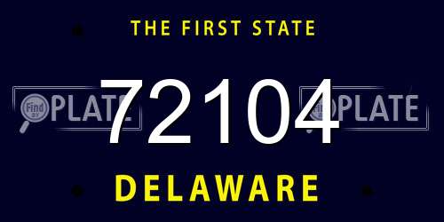 72104 Delaware License Plate