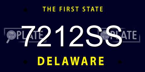 7212SS Delaware License Plate