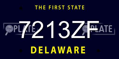 7213ZF Delaware License Plate