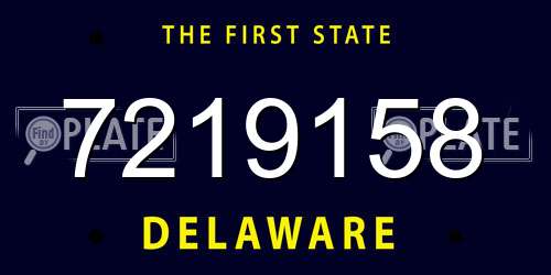 7219158 Delaware License Plate