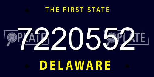 7220552 Delaware License Plate