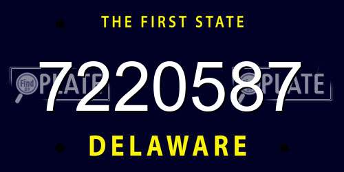 7220587 Delaware License Plate