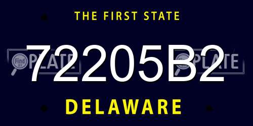 72205B2 Delaware License Plate