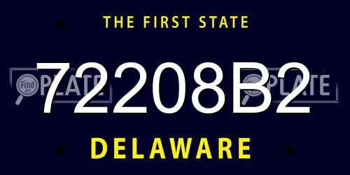 72208B2 Delaware License Plate