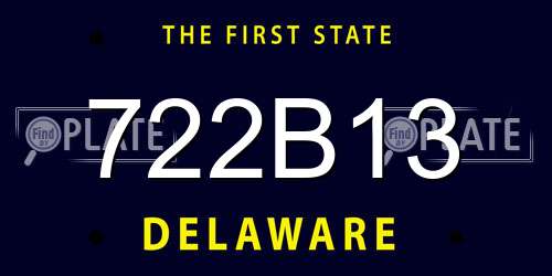 722B13 Delaware License Plate