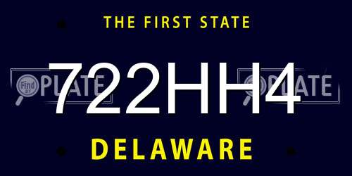 722HH4 Delaware License Plate