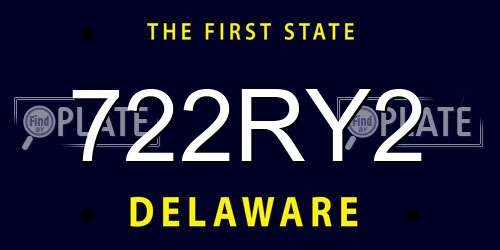 722RY2 Delaware License Plate