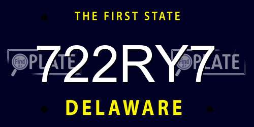 722RY7 Delaware License Plate