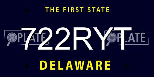 722RYT Delaware License Plate