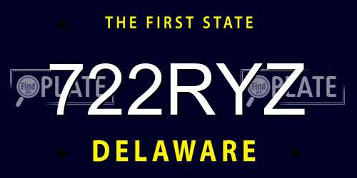 722RYZ Delaware License Plate