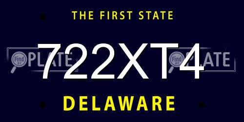 722XT4 Delaware License Plate