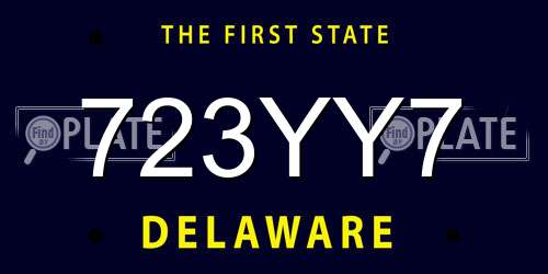 723YY7 Delaware License Plate