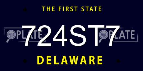 724ST7 Delaware License Plate