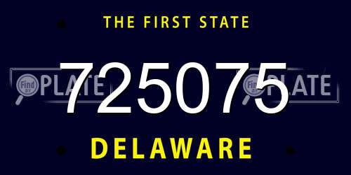 725075 Delaware License Plate