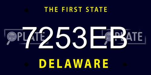 7253EB Delaware License Plate